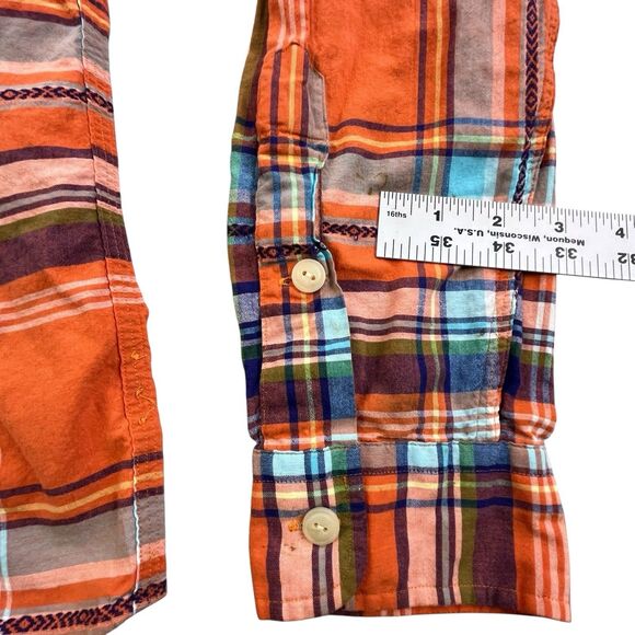 Polo Ralph Lauren Plaid Shirt Mens Large Orange Plaid Western Geometric - Picture 8 of 11